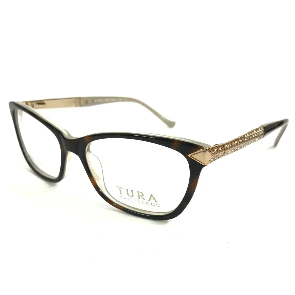 Tura Brilliance Eyeglasses Frames MOD.TE241 TOR Tortoise Gold Crystals 52-16-135